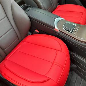 lot 15344 image: HOMOSTARRY 2 Pack Leather Front Car Seat Cover Bottom Only, Anti-Slip Padded Seat Cushion, Full Wrap Seat Protector with Storage Function Universal Fit for Most Cars, SUV, Pick-up Trucks (Red)
