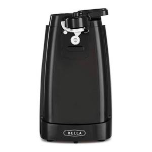 lot 15346 image: bella Electric Can Opener and Knife Sharpener, Removable Cutting Lever, Cord Storage, Stainless Steel Blade, Black