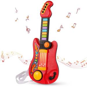 lot 15355 image: Kids Guitar 2 in 1 Musical Instruments for Kids Piano Toddler Toy Electric Guitars with Strap Music Toys for 3 4 5 Year Old Boys Girls Gifts (Red)