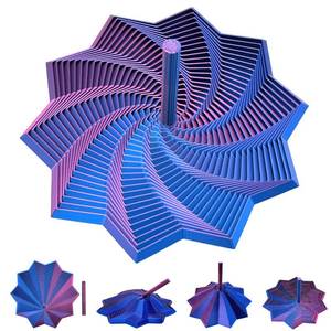 lot 16003 image: 3D Printed Expanded Sensory Fidget Star,Stress-Relief Spinning Tower Toy with Handles,Sensory Toys for Adults & Teens,Honeycomb Whirling Spiral Design for ADHD & Stress Relief (Purple-Blue,L-25rings)