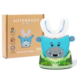 lot 16020 image: autobrush Kids Electric Toothbrush �� Only ADA Accepted U-Shaped Toothbrush, Clinically Proven Up to 5.1X Better Cleaning, 30 Seconds, Full-Mouth 360 Coverage, LED Lights, Music, Ages 3-5, Hippo