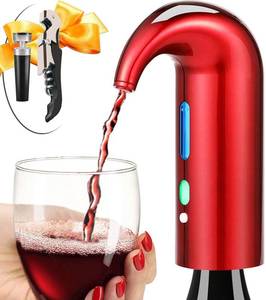 lot 16023 image: Wine Aerator Electric Wine Decanter �� Easy One Touch Red & White Wine Accessories, Ideal for Beginners and Enthusiasts, Spout Pourer, Wine Preserver �� Best Valentines Day Gifts for Him (Lucky red)