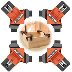lot 16024 image: WETOLS Corner Clamp for Woodworking, 90 Degree Right Angle Clamp, Wood Clamps, 4Pcs Adjustable Spring Loaded Woodworking Clamp, Gifts for Dad, Birthday Gifts for Men, Photo Framing, Orange