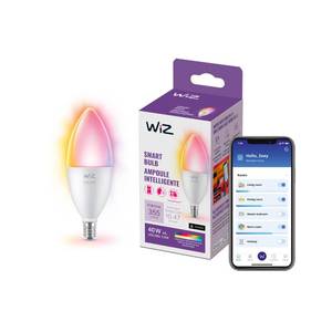 lot 16031 image: WiZ Connected 40W B12 Smart Candle-shape, E12 base, Full Color, Dimmable, 1-Pack, Indoor, Connect to Wi-Fi, Control Voice or App  Activate with Motion, Matter Compatible