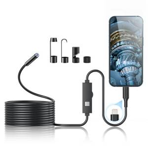 lot 16038 image: Kinpthy Endoscope Camera with Light, 1920P HD Borescope Tools with 8 Adjustable LED Lights, Endoscope with Semi-Rigid Snake Camera, Inspection Borescope for iOS - 16.3ft Single Line Single Lens