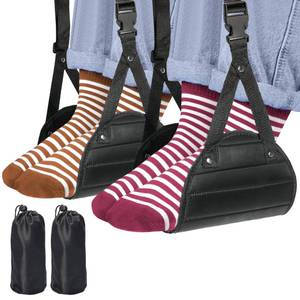 lot 16040 image: 2-Pack Airplane Travel Footrest Hammock - Perfect Airplane Foot Hammock to Relax Your Feet - Travel Essentials Comfy Foot Hanger Plane Footrest for Long Trip