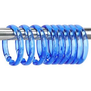 lot 16058 image: Qulable Blue Shower Curtain Hooks - 12 Pcs Circular Plastic Shower Curtain Rings for Bathroom - O Shaped Transparent Blue Shower Hooks Rings for Shower Curtain Rod