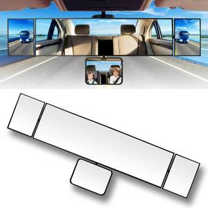 lot 16065 image: SkycropHD 15.2 Rear View Mirror, 4 in 1 Clip on Wide Angle Car Interior Panoramic Rearview Mirror to Eliminate Blind Spots �� Convex, White