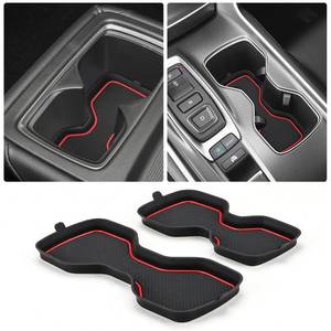 lot 16071 image: Auovo Cup Holder Inserts Coaster Compatible with Honda Accord 2018 2019 2020 2021 2022 Silicone Cup Mat Pad Car Interior Decoration (2-pcs kit, Red)