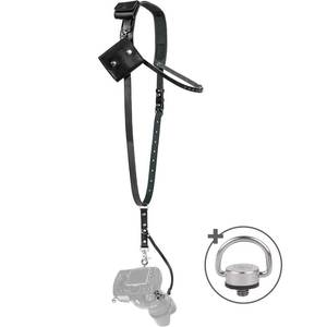 lot 16078 image: C Coiro Leather Camera Strap for One Camera - Professional Padded Single Leather Harness Shoulder Strap with Sd Card Holder & Battery Holder, Quick Release Gear for DSLRSLR, Black