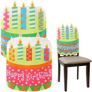 lot 16085 image: Tegeme Birthday Chair Cover 2 Pieces Kids Chair Cover Classroom Seat Decorations for Party Home School Office(Pink,Blue)