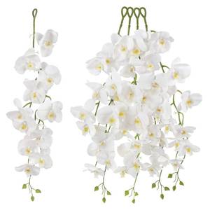 lot 16094 image: Fqueelvys White Orchid Artificial Flowers,4PCS Real Touch Fake Hanging Flowers Faux Phalaenopsis Orchids Plants for Wedding Party Wall Garden Outdoor Home Decor (White)
