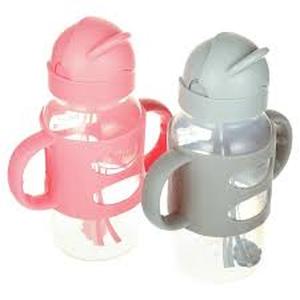 lot 2152 image: Dr Browns brand baby water bottle or milk bottle pink and gray