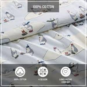 lot 3892 image: Cotton Flannel Sheet Set - Penguin and tree full size
