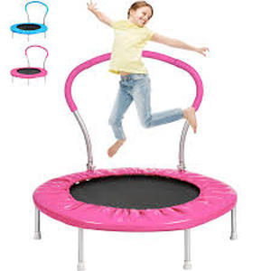 lot 9969 image: Mini Trampoline with Handlebar 36in - Pink