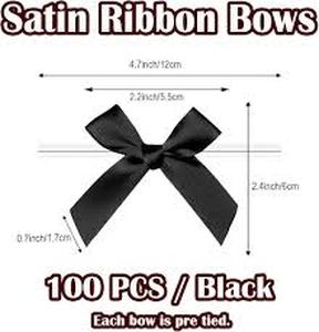 lot 12362 image: 100 Black V-Cut Gift Wrap Bows Bulk Pack