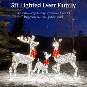 lot 13412 image: LED Christmas Deer Light Display Set