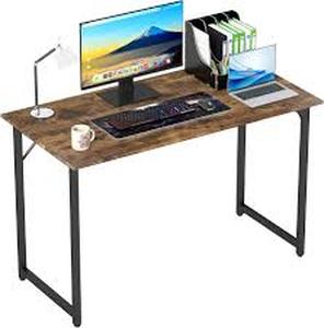 lot 13418 image: Dark wood table with metal legs