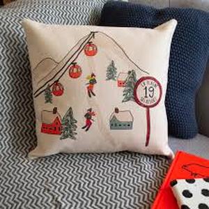 lot 14491 image: Ski Resort Scene Fabric throw pillow cases 13X72