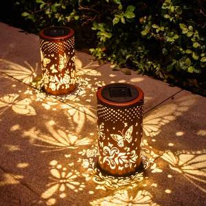 lot 1048 image: 2 Pack Butterfly Birthday Gifts for Women Mom Grandma Solar Lanterns Outdoor Waterproof Garden Decor Hanging LED Decorative Light for Patio Yard Lawn Gardening Gifts