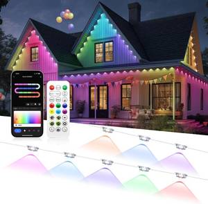 lot 1055 image: lemonlovely Permanent Outdoor Lights, 200ft RGBIC Smart Outdoor Lights for House with 100 LED, IP67 Waterproof LED Light for Outdoor Decorations, Work with Remote, APP