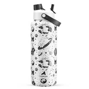lot 1057 image: POWCAN 40 oz Insulated Water Bottle with 2-in-1 Straw and Spout Lid, Keep Cold 24H, Leak-Proof, BPA-Free, Double Wall Stainless Steel Water Bottle for Sports, Gym, Travel, and School (Oracle Kittens)