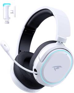 lot 1060 image: Wireless Gaming Headset, 7.1 Surround Sound, 2.4GHz USB Gaming Headphones with Bluetooth 5.4, 100H Battery, ENC Noise Canceling Mic, RGB Light, Wireless Headset for PC PS5 PS4 Mac Switch (Black-White)