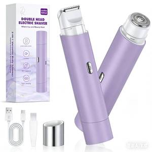 lot 1062 image: NIPOO Bikini Trimmer for Women, Dual Head Face Shaver Body Hair Trimmmer, IPX7 Waterproof Womens Electric Razor for Legs, Purple