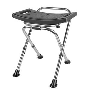 lot 1078 image: Height Adjustable Folding Shower Chair Seat, Stainless Steel Small Shower Chair for Inside Shower with,400lbs Portable Travel Shower Stool,Safety Anti-Slip Bath Chair for Seniors(Black)
