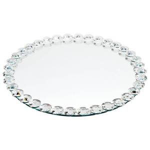 lot 1089 image: Okuna Outpost Crystal Bead Round Mirror Tray for Bathroom Decor - 12-inch, Silver, Modern - Perfume Organizer & Jewelry Display, Home Decor Accent for Vanity, Living Room Tables & Office