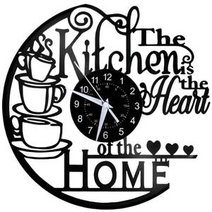 lot 1095 image: AIENAI 12 inch Kitchen Themed Vinyl Record Clock, Kitchen Home Themed Clock, Coffee Cup Decoration, Office Living Room Coffee Shop Decoration, Suitable for Female Wives, Black, Gift