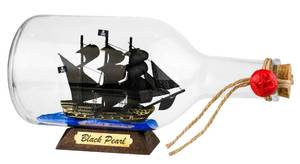 lot 1098 image: SAILINGSTORY Pirate Ship in a Bottle Sailing Ship Model Nautical Decoration Black Pearl Black Sails