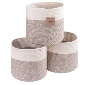 lot 1099 image: voten Storage Cubes Baskets Bins Organizer 11x11x11 Fit 12x12Cube Storage Organizer Bookcases Shelves,Durable Woven Cotton Storage Basket for Organizing,Round 3Pack Off WhiteLight Brown