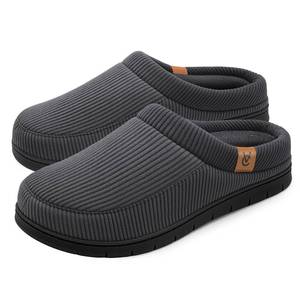 lot 1509 image: VeraCosy Mens Moccasin Slippers Comfy Soft Durable Slip-on Indoor Memory Foam House Shoes Charcoal Dark Gray, 11-12 US