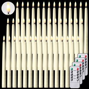lot 1523 image: Reginary 48 Pcs Flameless Taper Candles with 4 Remote, Battery Operated Flickering Flameless Taper Candles 3D Wick Fire LED Faux Wax Lights for Wedding Christmas Holiday (Ivory,9.65 Inches)