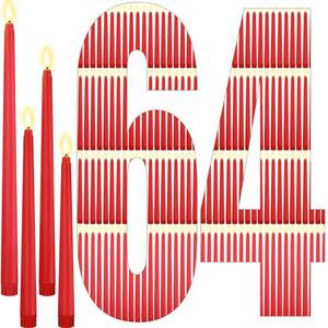 lot 1528 image: Rossesay 64 Pcs Flameless LED Taper Candles Battery Operated Candles 4 Sizes of 8.5, 9.65, 10.83, 12.8 Candlesticks Flickering for Halloween Christmas Church Wedding (Red)