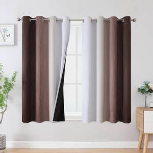 lot 2235 image: Estelar Textiler Brown and Greyish White Blackout Curtains 45 Inch Length, Full Light Blocking Gradient Drapes for Kitchen, Thermal Insulated Grommet Ombre Curtains for Bathroom,52Wx45L,2 Panels