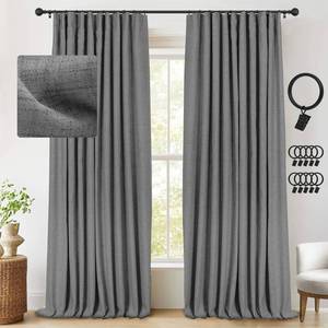 lot 2239 image: INOVADAY Thermal Sliding Door Curtains 100% Blackout Curtains for Bedroom, Sliding Glass Door Drapes Extra Wide for Patio Linen Textured Farmhouse Window Treatment, Dark Grey, 1 Panel, W50xL96