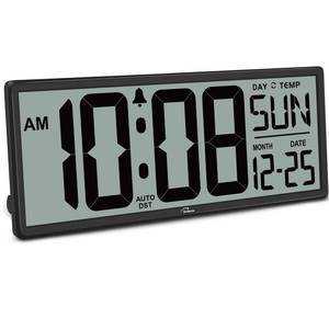 lot 2242 image: WallarGe 14.5 Large Digital Wall Clock Battery Operated with Jumbo Numbers, Temperature and Date - Easy to Read and Set, Auto DST