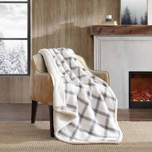 lot 3896 image: Eddie Bauer - Throw Blanket, Ultra-Soft Plush Bedding with Faux Shearling Reverse, Blanket for Couch & Bed (Bunkhouse Plaid Grey, 50 x 60)