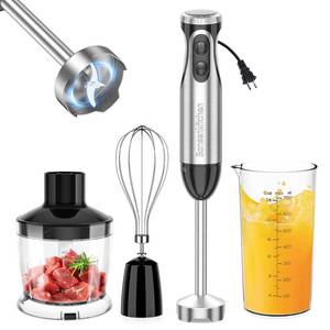 lot 3898 image: Bonsenkitchen Immersion Blender Handheld with Food Processor, 20 Speeds Hand Blender with Turbo Mode, Stainless Steel Blade, Egg Whisk, Beaker & Chopper Bowl, Hand Mixer for Smoothie, Soup, Baby Food