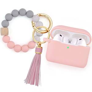 lot 4124 image: Filoto for AirPods Pro 3 Case (2025), Soft Silicone Protective Case Cover Compatible with Apple AirPods Pro 3rd Generation with Beaded Bracelet Keychain Accessories for Women Pink