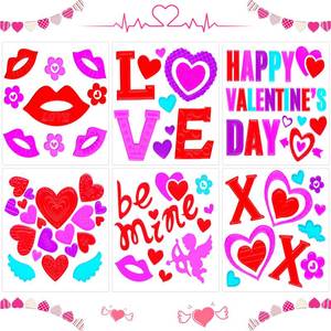 lot 4131 image: Natonhi 6 Sheets Valentines Day Gel Window Clings Love Heart Window Stickers Reusable and Removable Windows Decals for Wedding Party Home Decor