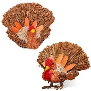 lot 4134 image: HOHUCRAB 2PCS Thanksgiving Decorations Turkey, Thanksgiving Decorations for Table, Natural Material Turkey for Home Indoor Decor