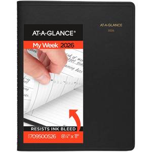 lot 4138 image: AT-A-GLANCE 2026 Appointment Book Planner, Weekly, 8-14 x 11, Large, Black (709500526)