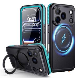 lot 4143 image: Lanhiem Magnetic for iPhone 17 Pro Waterproof Case, Dustproof Case Built-in Screen Protector, Fit for MagSafe Invisible Stand Shockproof Heavy Duty Underwater Case for iPhone 17 Pro (Blue)