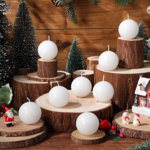 lot 4150 image: Zhengmy 8 Pcs Mini Christmas Ball Round Candle, Small 2 Inch Ball Pillar Candle Wax Round Xmas Gift for Christmas Holiday Dinner Table Centerpieces Decor(White)