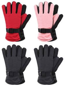 lot 4161 image: Hicarer 4 Pairs Winter Gloves for Kids Waterproof Snow Ski Gloves Girls Boys Warm Unisex Youth Clothes for Cold Weather(Red, Pink, Black, 6-12 Years, Vibrant)