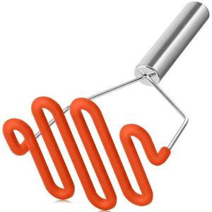 lot 4173 image: Urbanstrive Non-Scratch Silicone Potato Masher Kitchen Tool, Potatoes Masher Potato Masher Stainless Steel Wrapped In Premium Silicone, Potato Smasher, Orange