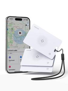 lot 4187 image: LULULOOK Wallet Tracker Card, 0.07in Ultra Slim Airtag Card Works with Apple Find My (iOS Only), Wireless Rechargeable IP68 Waterproof GPS Smartcard Tracker for Wallet Passport, 3Pack White